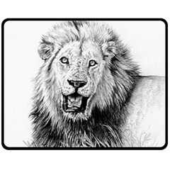 Lion Wildlife Art And Illustration Pencil Fleece Blanket (medium)  by Celenk