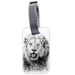 Lion Wildlife Art And Illustration Pencil Luggage Tags (two Sides) by Celenk