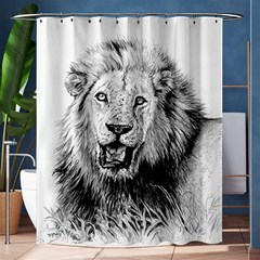 Lion Wildlife Art And Illustration Pencil Shower Curtain 60  X 72  (medium)  by Celenk