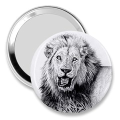 Lion Wildlife Art And Illustration Pencil 3  Handbag Mirrors by Celenk