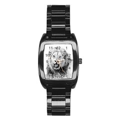 Lion Wildlife Art And Illustration Pencil Stainless Steel Barrel Watch by Celenk