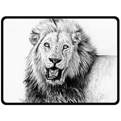 Lion Wildlife Art And Illustration Pencil Double Sided Fleece Blanket (large)  by Celenk