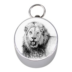 Lion Wildlife Art And Illustration Pencil Mini Silver Compasses by Celenk