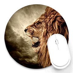 Roaring Lion Round Mousepads by Celenk