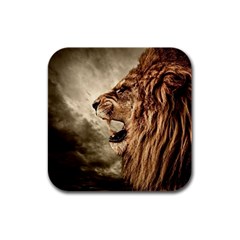 Roaring Lion Rubber Square Coaster (4 Pack)  by Celenk