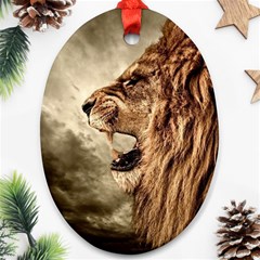 Roaring Lion Oval Ornament (two Sides) by Celenk