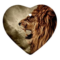 Roaring Lion Heart Ornament (two Sides) by Celenk