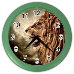 Roaring Lion Color Wall Clocks by Celenk