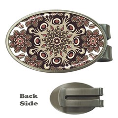 Mandala Pattern Round Brown Floral Money Clips (oval)  by Celenk