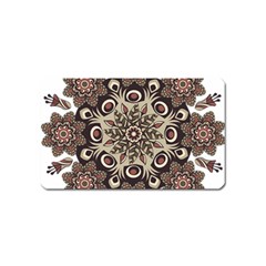 Mandala Pattern Round Brown Floral Magnet (name Card) by Celenk