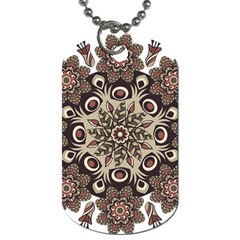 Mandala Pattern Round Brown Floral Dog Tag (one Side) by Celenk