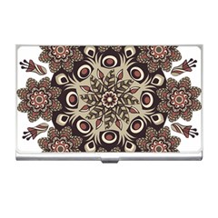 Mandala Pattern Round Brown Floral Business Card Holders by Celenk