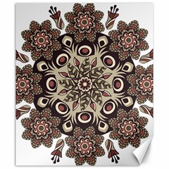 Mandala Pattern Round Brown Floral Canvas 20  X 24   by Celenk