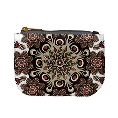 Mandala Pattern Round Brown Floral Mini Coin Purses by Celenk