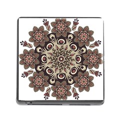 Mandala Pattern Round Brown Floral Memory Card Reader (square) by Celenk