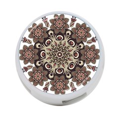 Mandala Pattern Round Brown Floral 4-port Usb Hub (two Sides)  by Celenk