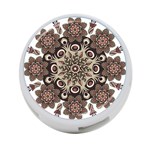 Mandala Pattern Round Brown Floral 4-Port USB Hub (Two Sides)  Front