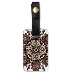 Mandala Pattern Round Brown Floral Luggage Tags (one Side)  by Celenk