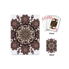 Mandala Pattern Round Brown Floral Playing Cards (mini) 