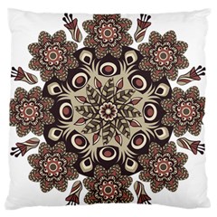 Mandala Pattern Round Brown Floral Standard Flano Cushion Case (one Side) by Celenk