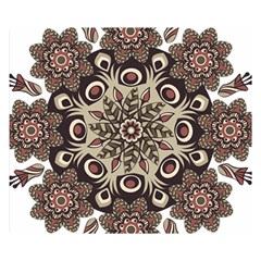 Mandala Pattern Round Brown Floral Double Sided Flano Blanket (small)  by Celenk