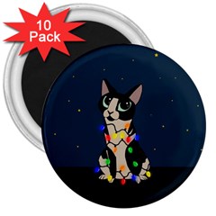 Meowy Christmas 3  Magnets (10 Pack)  by Valentinaart