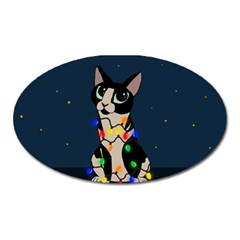 Meowy Christmas Oval Magnet by Valentinaart