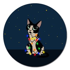 Meowy Christmas Magnet 5  (round) by Valentinaart