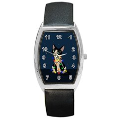 Meowy Christmas Barrel Style Metal Watch by Valentinaart