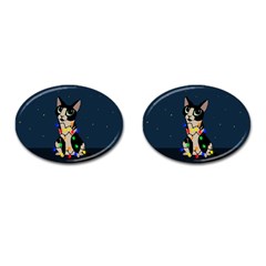 Meowy Christmas Cufflinks (oval) by Valentinaart