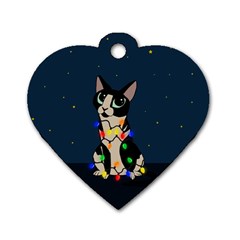 Meowy Christmas Dog Tag Heart (one Side) by Valentinaart