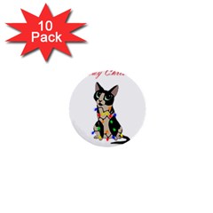 Meowy Christmas 1  Mini Buttons (10 Pack)  by Valentinaart