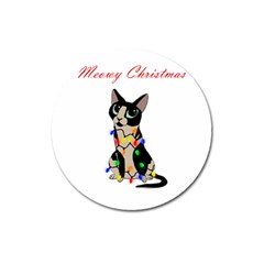 Meowy Christmas Magnet 3  (round) by Valentinaart