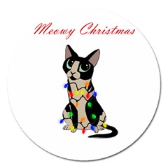 Meowy Christmas Magnet 5  (round) by Valentinaart