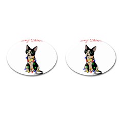 Meowy Christmas Cufflinks (oval) by Valentinaart