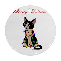 Meowy Christmas Round Ornament (two Sides) by Valentinaart