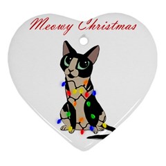 Meowy Christmas Heart Ornament (two Sides) by Valentinaart