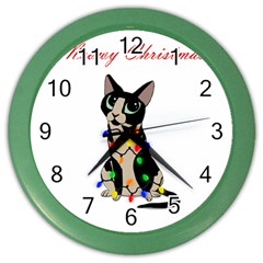 Meowy Christmas Color Wall Clocks by Valentinaart