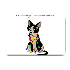 Meowy Christmas Small Doormat  by Valentinaart