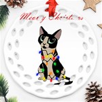 Meowy Christmas Round Filigree Ornament (Two Sides) Front