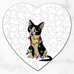 Meowy Christmas Jigsaw Puzzle (heart) by Valentinaart