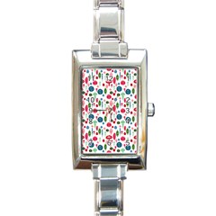 Vintage Christmas Hand-painted Ornaments In Multi Colors On White Rectangle Italian Charm Watch by PodArtist