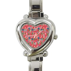 Vintage Christmas Hand-painted Ornaments In Multi Colors On Rose Heart Italian Charm Watch by PodArtist