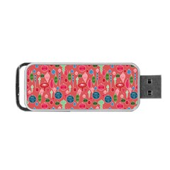 Vintage Christmas Hand-painted Ornaments In Multi Colors On Rose Portable Usb Flash (two Sides) by PodArtist