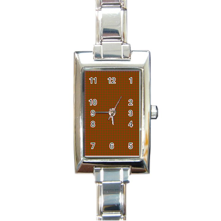 Classic Christmas Red and Green Houndstooth Check pattern Rectangle Italian Charm Watch