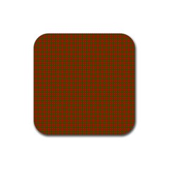 Classic Christmas Red And Green Houndstooth Check Pattern Rubber Coaster (square)  by PodArtist