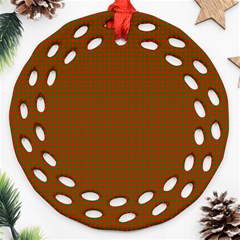 Classic Christmas Red And Green Houndstooth Check Pattern Ornament (round Filigree) by PodArtist