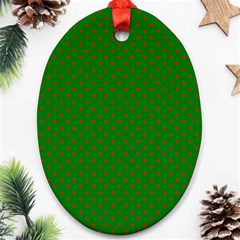 Mini Red Dots On Christmas Green Ornament (oval)