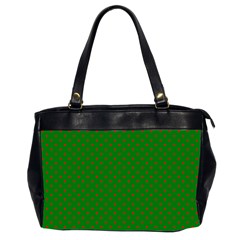 Mini Red Dots On Christmas Green Office Handbags (2 Sides)  by PodArtist