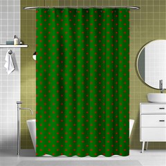 Mini Red Dots On Christmas Green Shower Curtain 48  X 72  (small)  by PodArtist